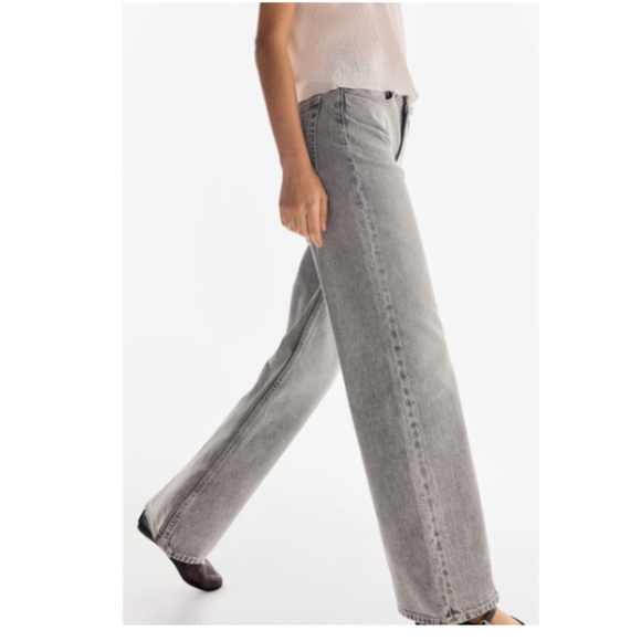H&M Grey High Waist Wide Leg Jean Sz 8 - Picture 5 of 5